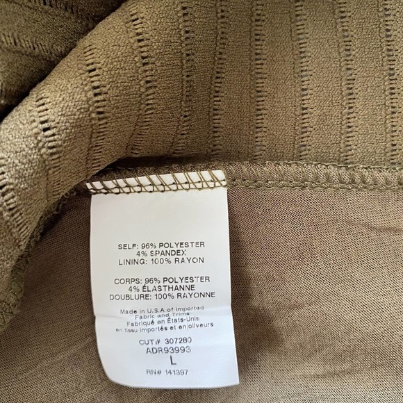 Sleeveless Sheath Dress Military Green Tulip Hem V-Neck Midi Size Large - Picture 7 of 11